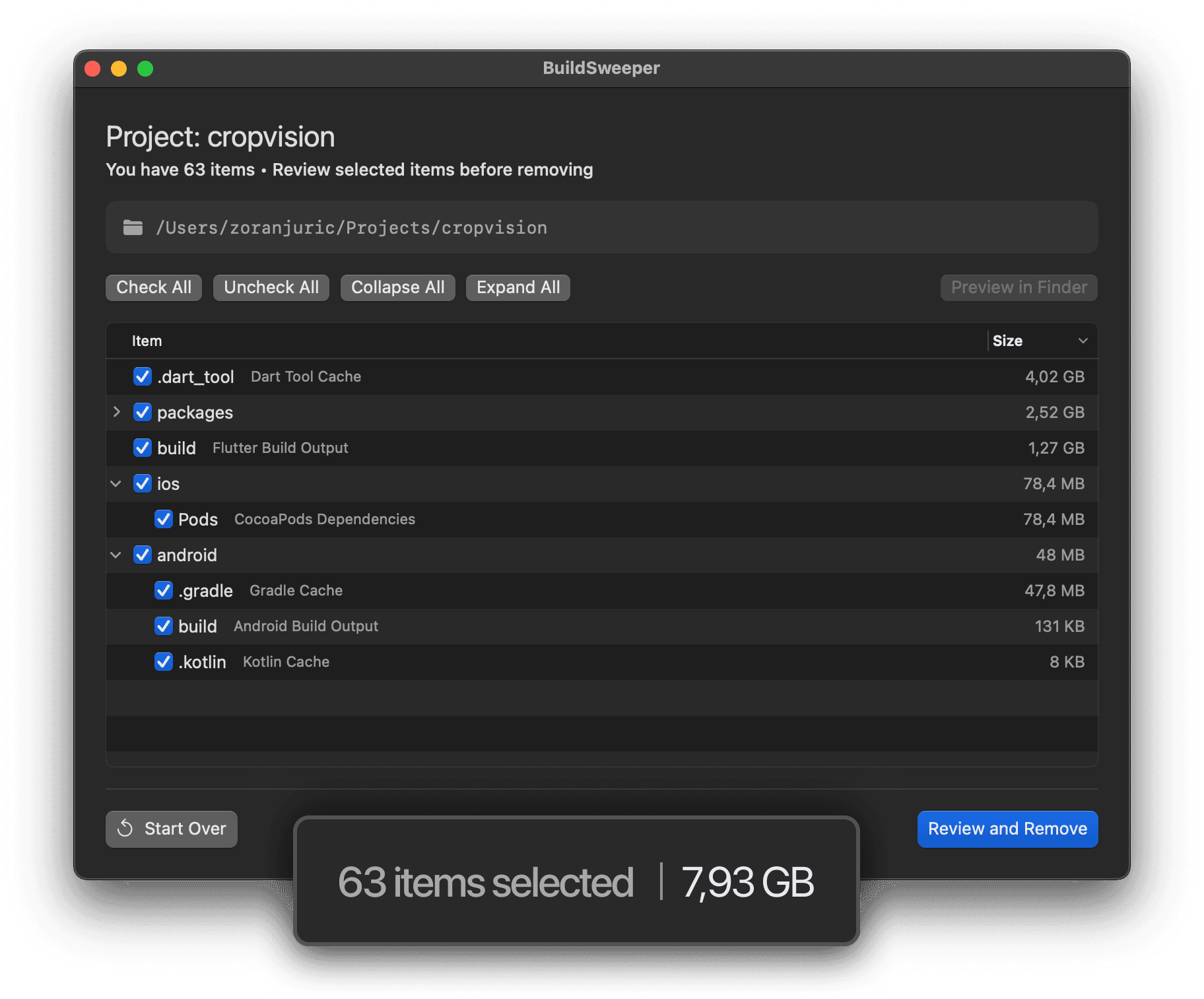 Scan your project folders
